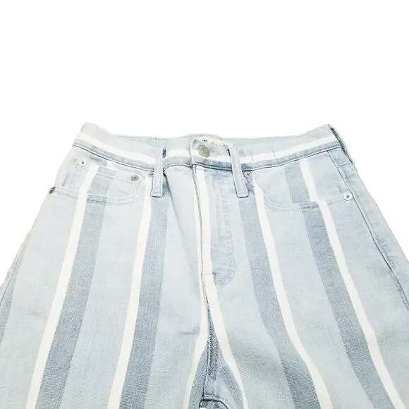 Madewell Jeans Women's 25 Slim Wide-Leg Crop Striped Denim Light Wash (27x25) - Picture 2 of 7